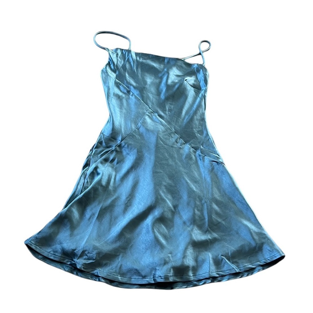 Hello Molly Teal Silky Slip Dress Size 2